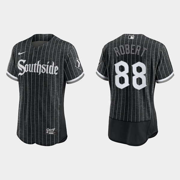 Men's Chicago White Sox #88 Luis Robert Black 2021 City Connect Replica Flex Base Stitched MLB Jersey